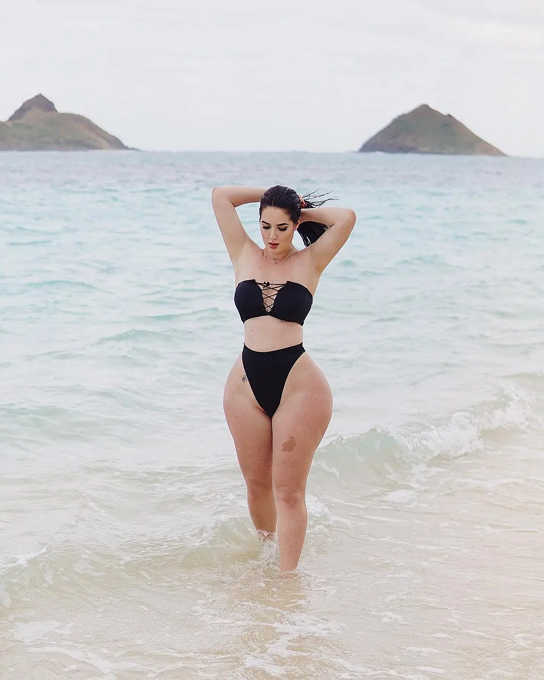 Holly Luyah beach black bathing suit